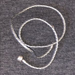 Pandora silver and leather wrap bracelet